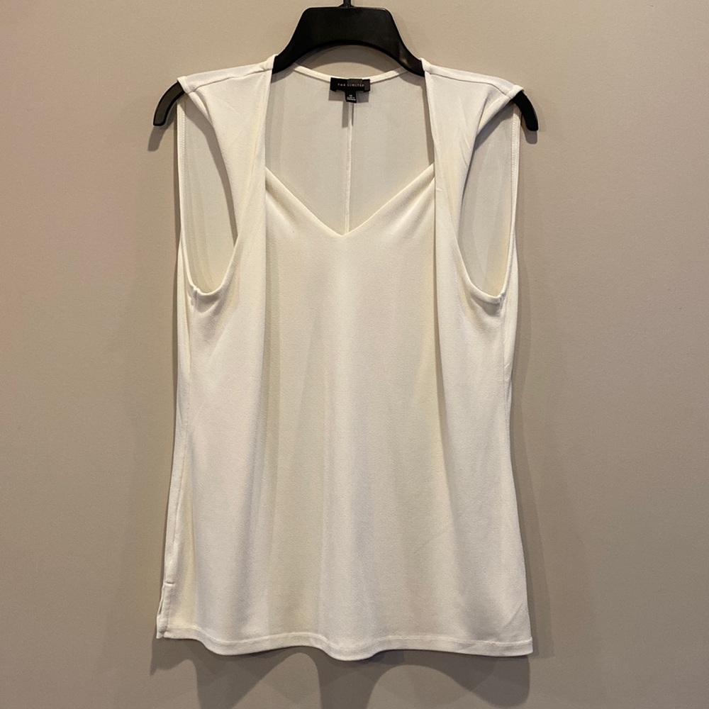 COPY - The Limited cream sleeveless blouse with twisted collar